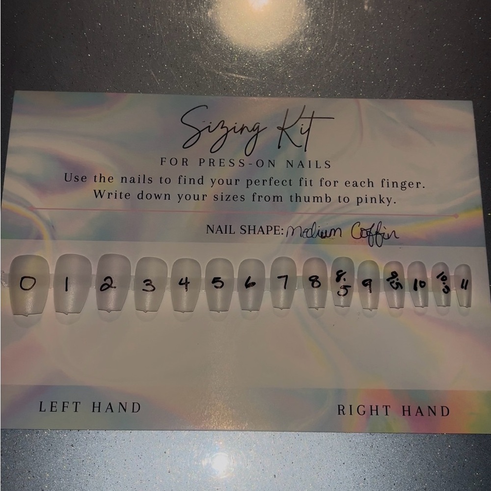 Medium Coffin Press-On Nails Sizing Kit
